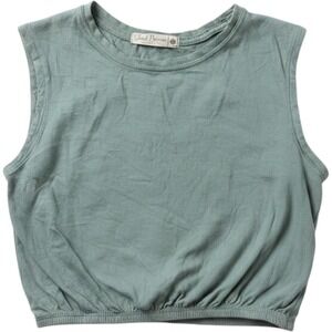 Cloud Dancer Tank Top Womens Small Green Sleeveless Cropped Elastic Hem Jersey